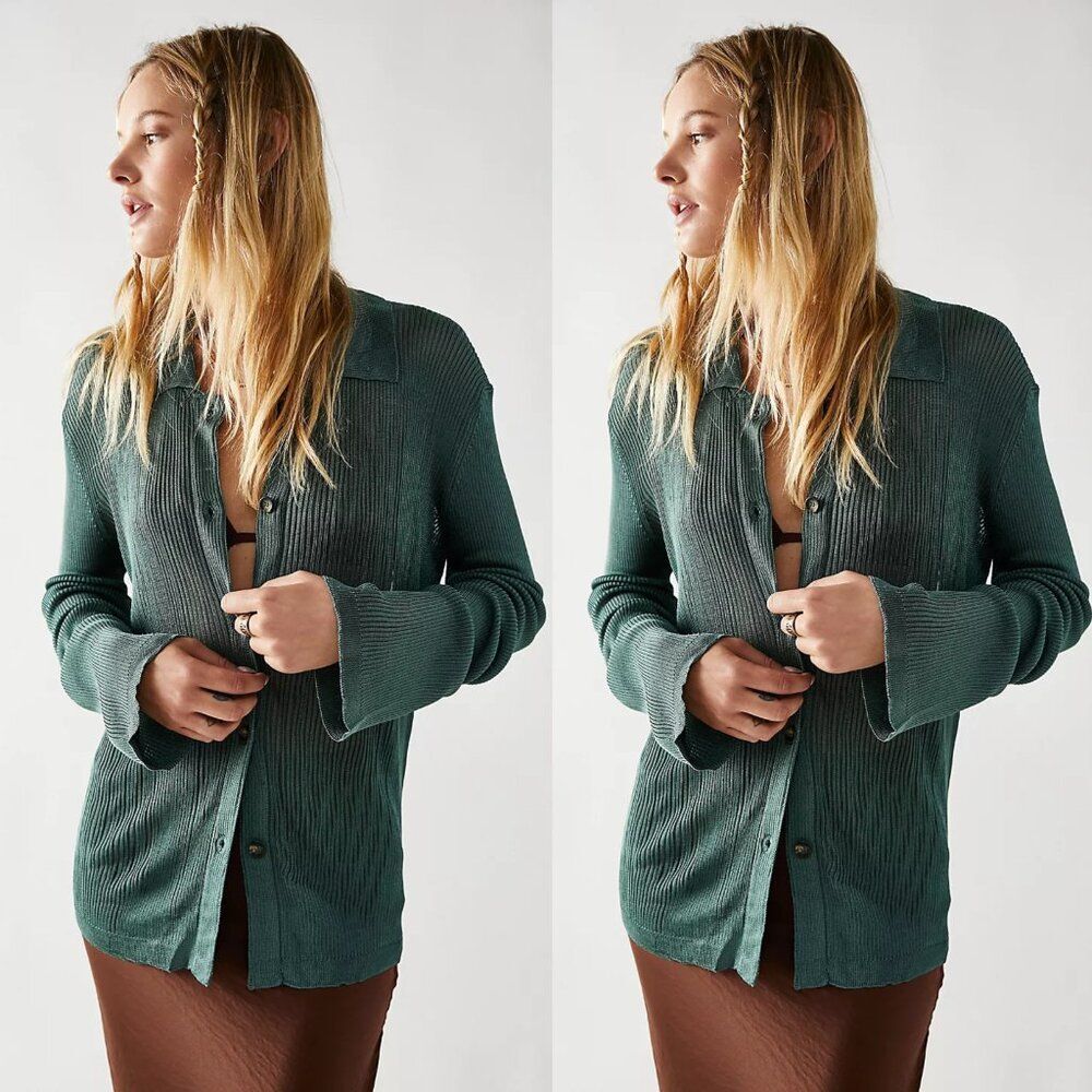 Free People H20 Polo Cardi in Orange Size Small NWT $98